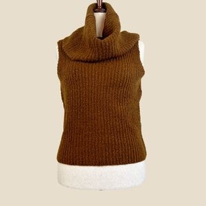 Nine West Cowl Neck Sleeveless Ribbed Knit Top - Copper- Size M